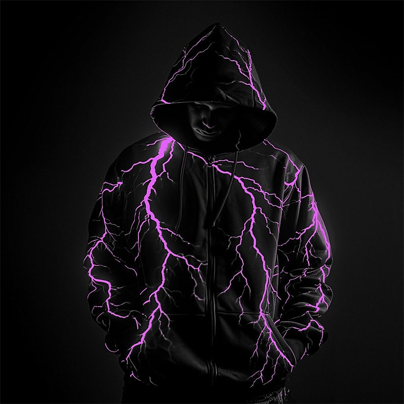 Lightning Graphic Zip Hoodie