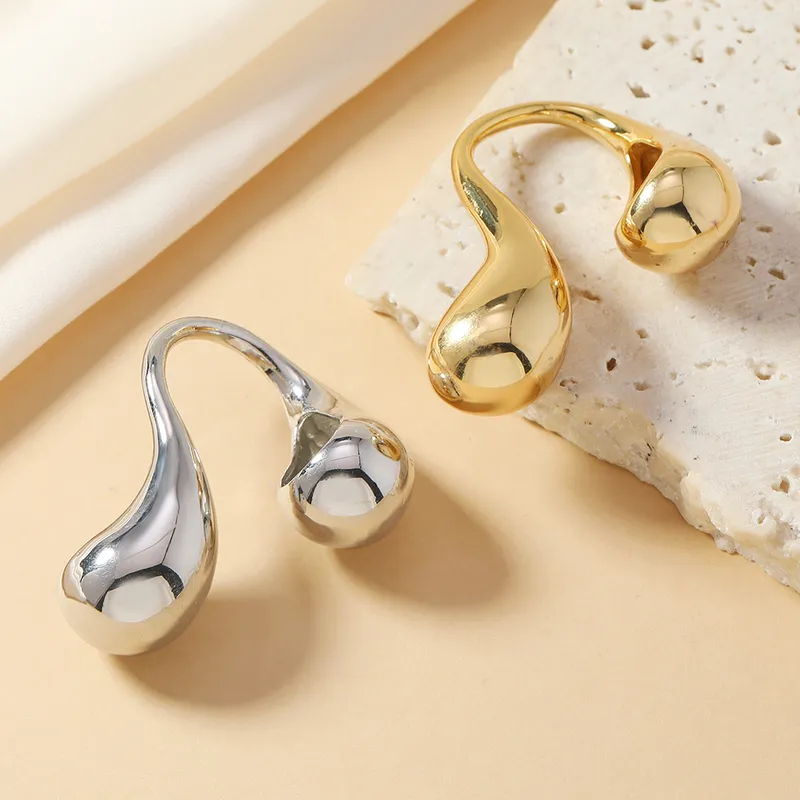 Retro Geometric Alloy Open Rings