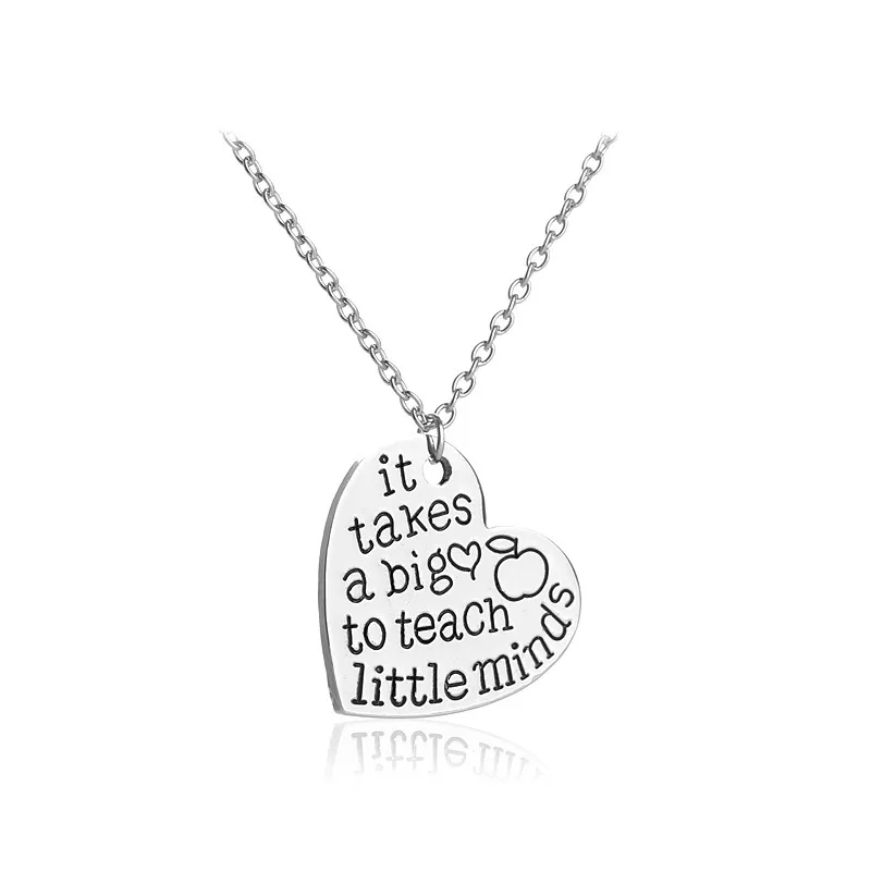 Heart-Shaped Inspirational Necklace for Teachers